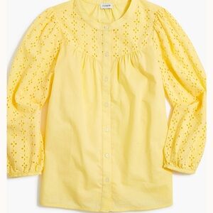 J. Crew Mixed-media button-front top - Size M